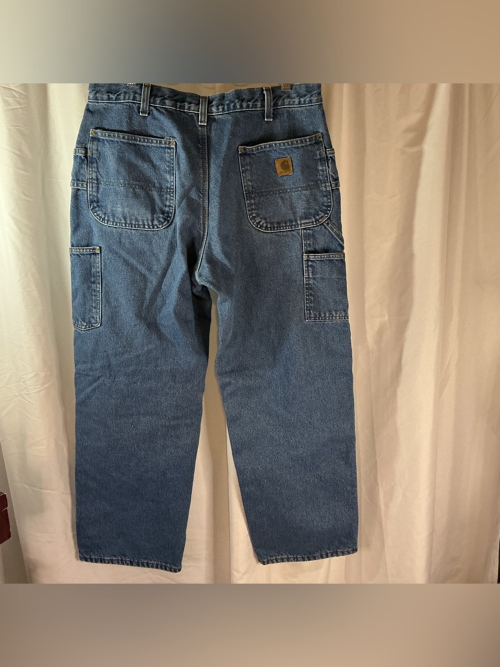 Carhartt Carpenter Jeans 34x30 (Est.) Fleece Lined Denim Workwear Dungaree - Picture 3 of 7